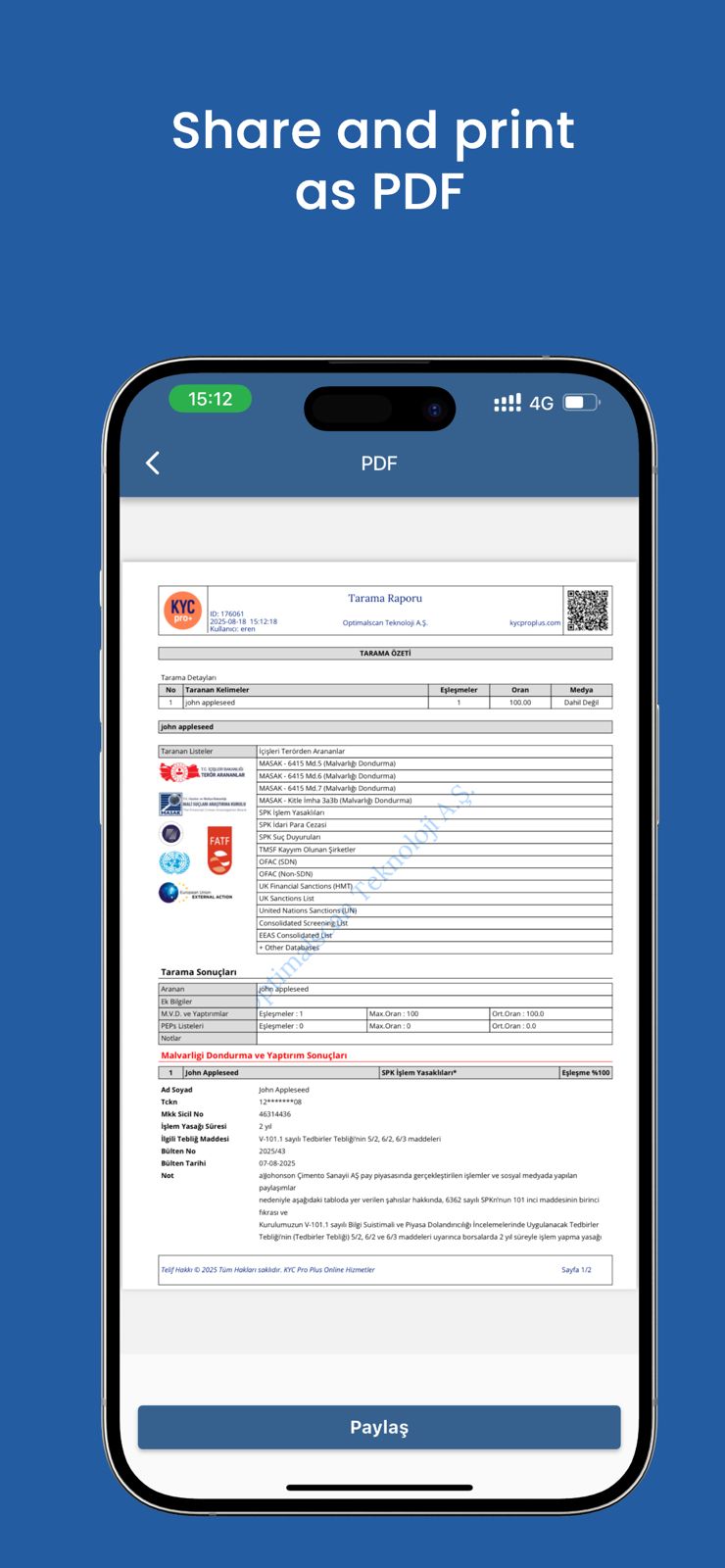 Optimalscan Mobile App